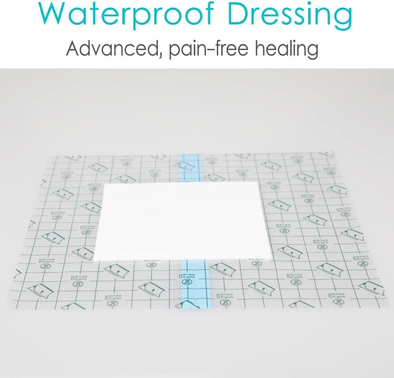EaseToU 6"x6" Waterproof Dialysis Port Shower Covers Protector for Chest with No Glue On The Center, PICC Line Chest Port Shield Island Bandage Dressing Accessories, Pack of 25 - Image 5